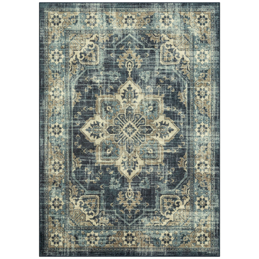 Mainstays Distressed Vintage Blue Persian Indoor Area Rug, 4' x 5'4 inch