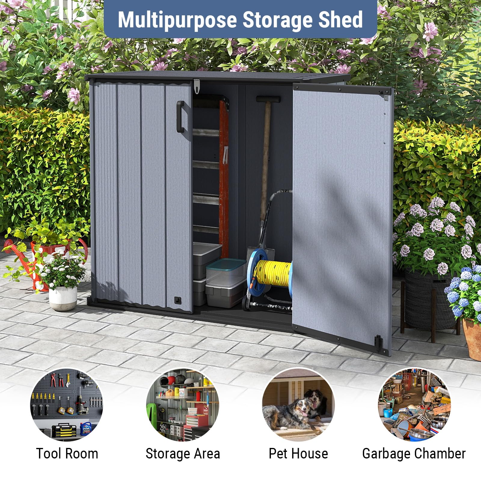Tangkula 23.5 Cu.ft Outdoor Storage Box with Floor & Lockable Door