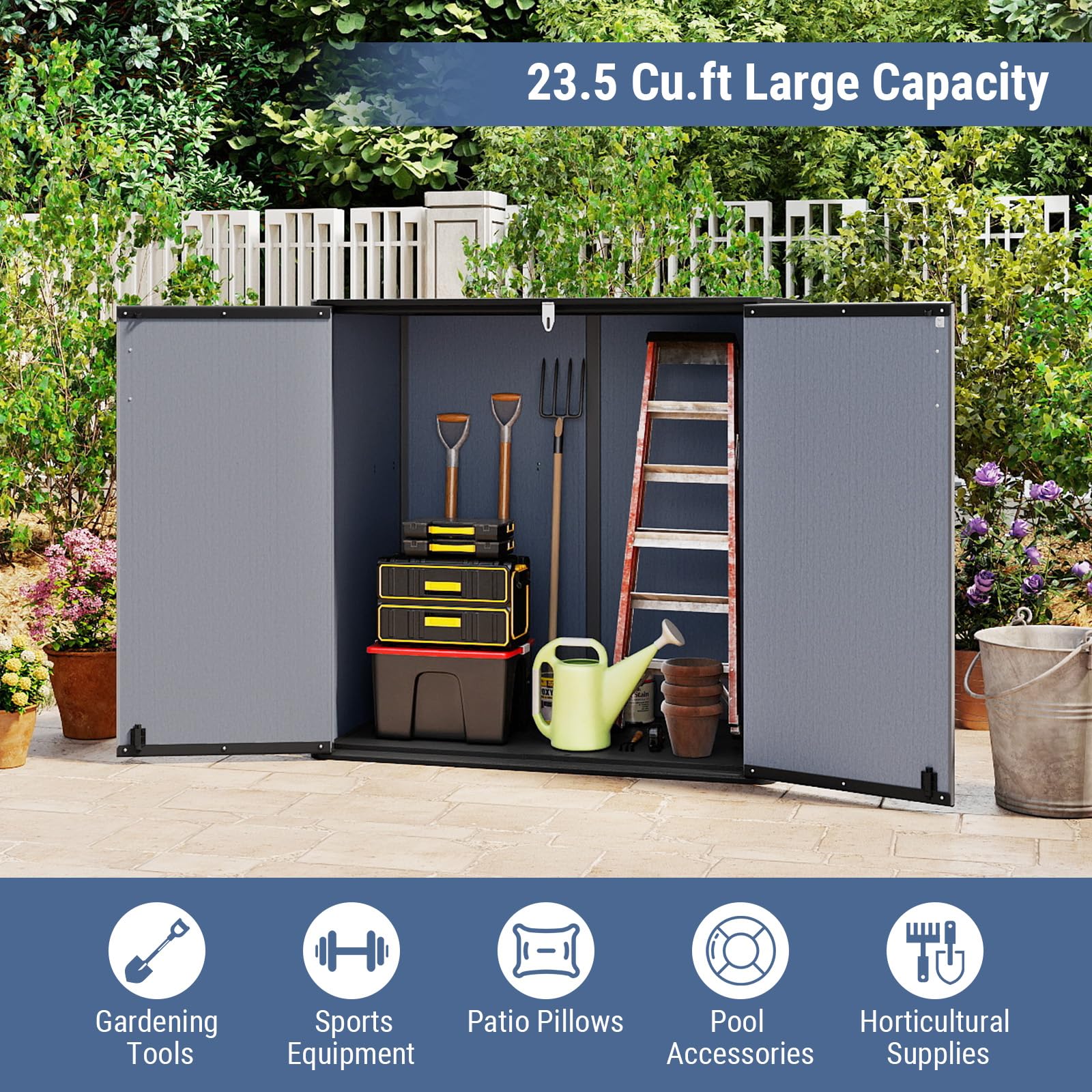 Tangkula 23.5 Cu.ft Outdoor Storage Box with Floor & Lockable Door