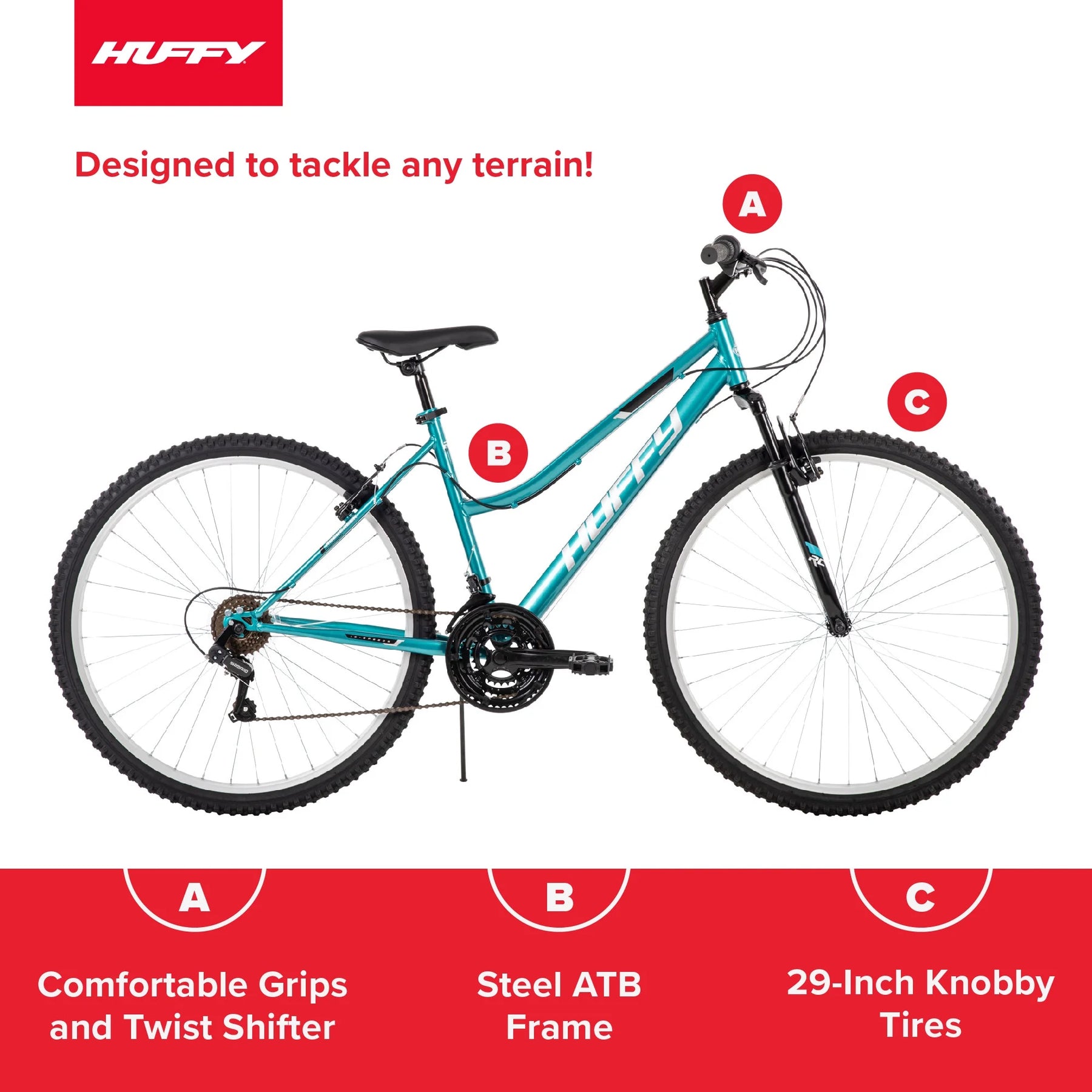 Huffy 29" Rock Creek Mountain Bike, Fits Riders 5'0"+, Blue, Adult, Women'S