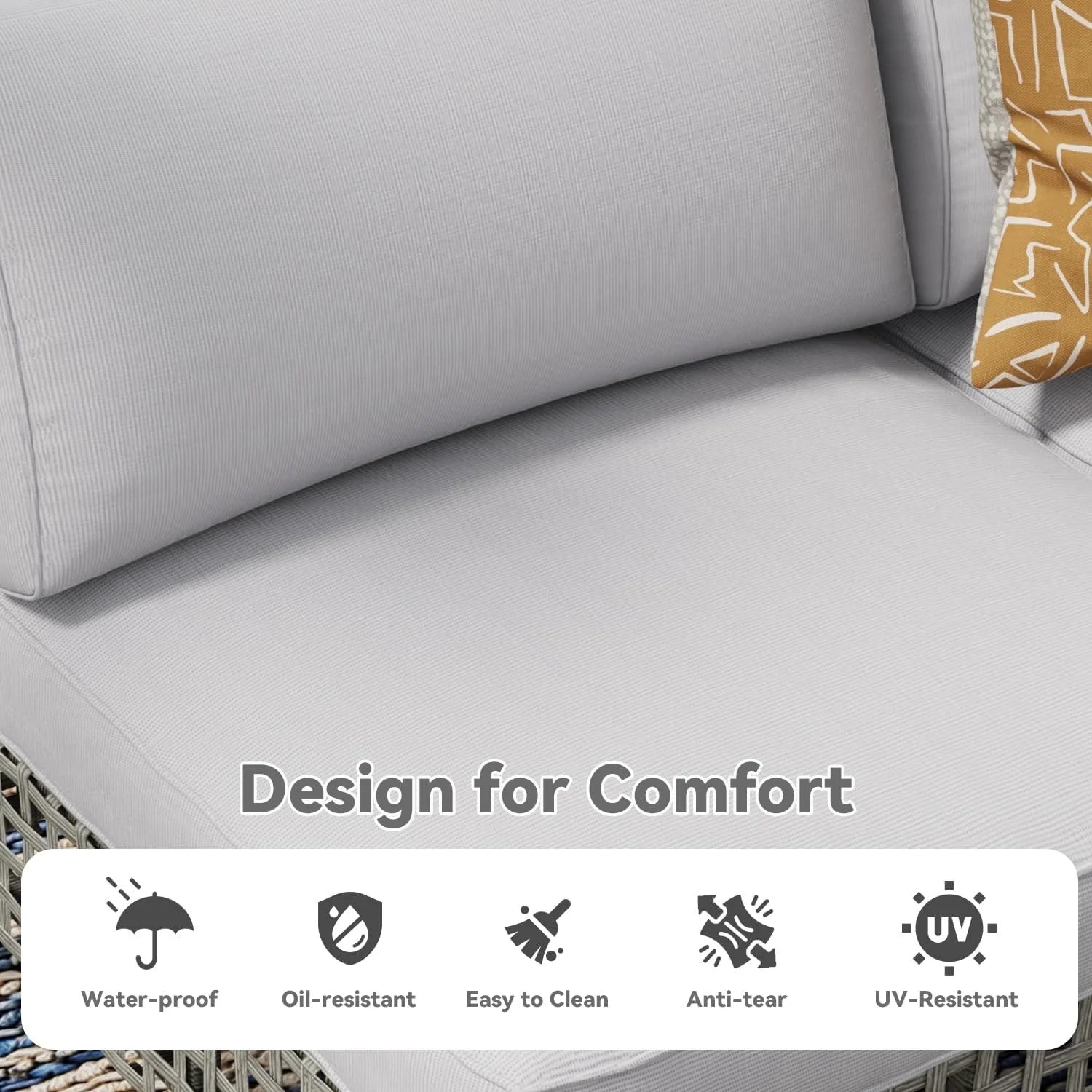 AECOJOY 7-Piece Patio Outdoor Furniture Set, Boho Outdoor Sectional Set, Grey&Light Grey
