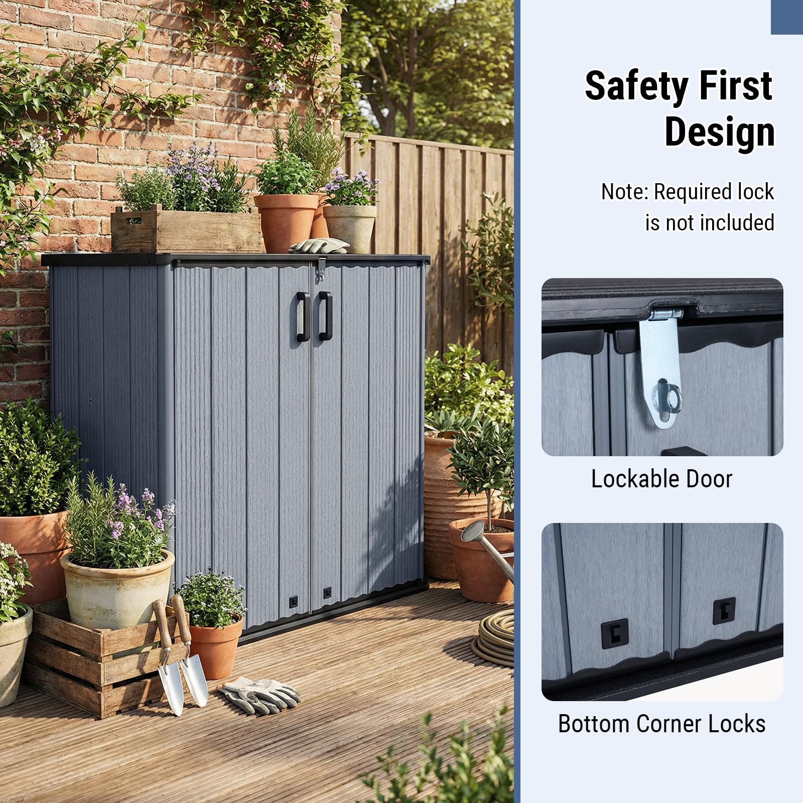 Tangkula 23.5 Cu.ft Outdoor Storage Box with Floor & Lockable Door